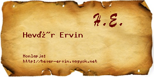 Hevér Ervin névjegykártya